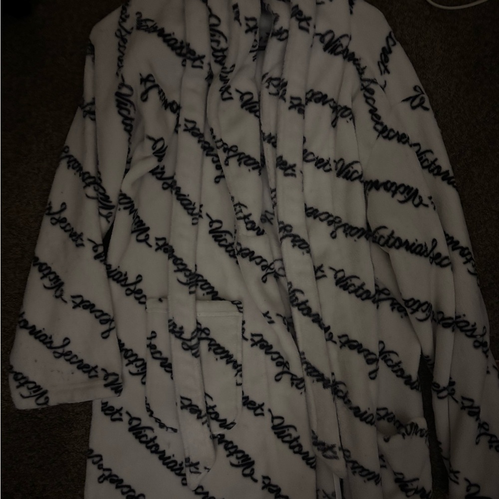 Victoria's Secret White Robe with Black Script